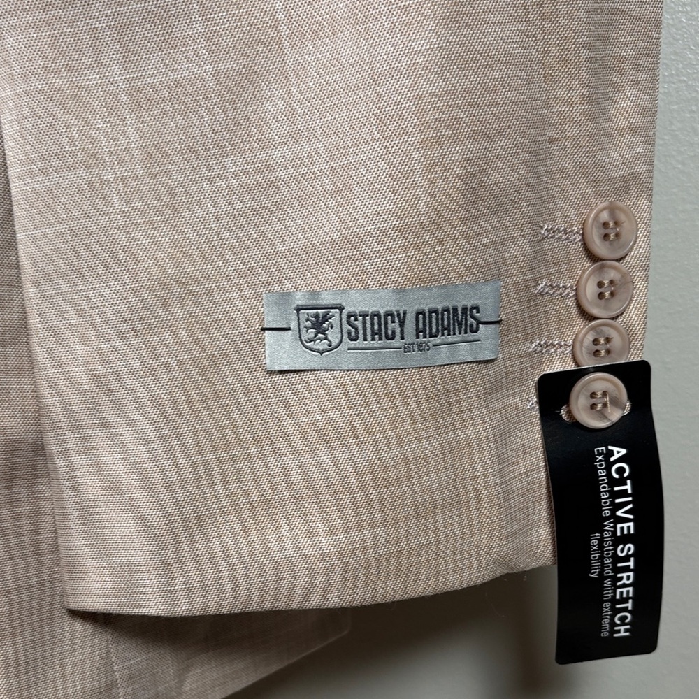 2 Piece Set Stacy Adams Light Camel Single-Breasted Sport Coat with Vest NWT - Picture 3 of 9